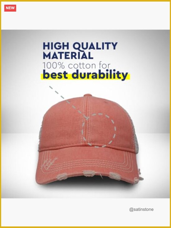 Cotton Baseball Cap with Embroidered Flag Design Ponytail Hole main image 4